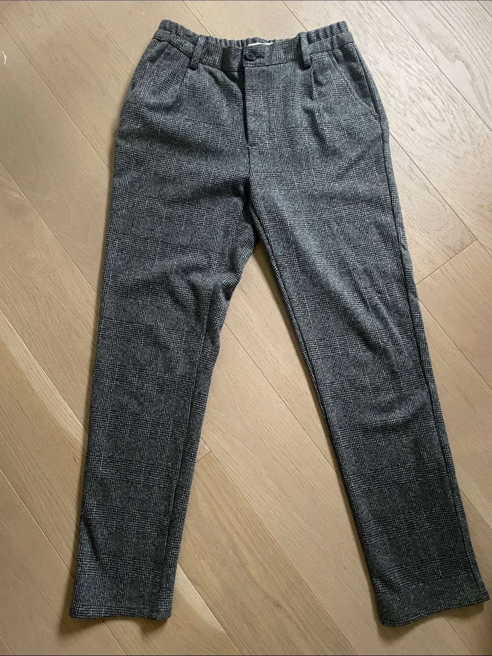 Zara Boys Black & Gray Plaid Dress Pants